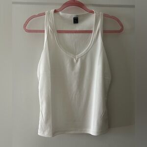 SHEIN White Ribbed V-Neck Tank